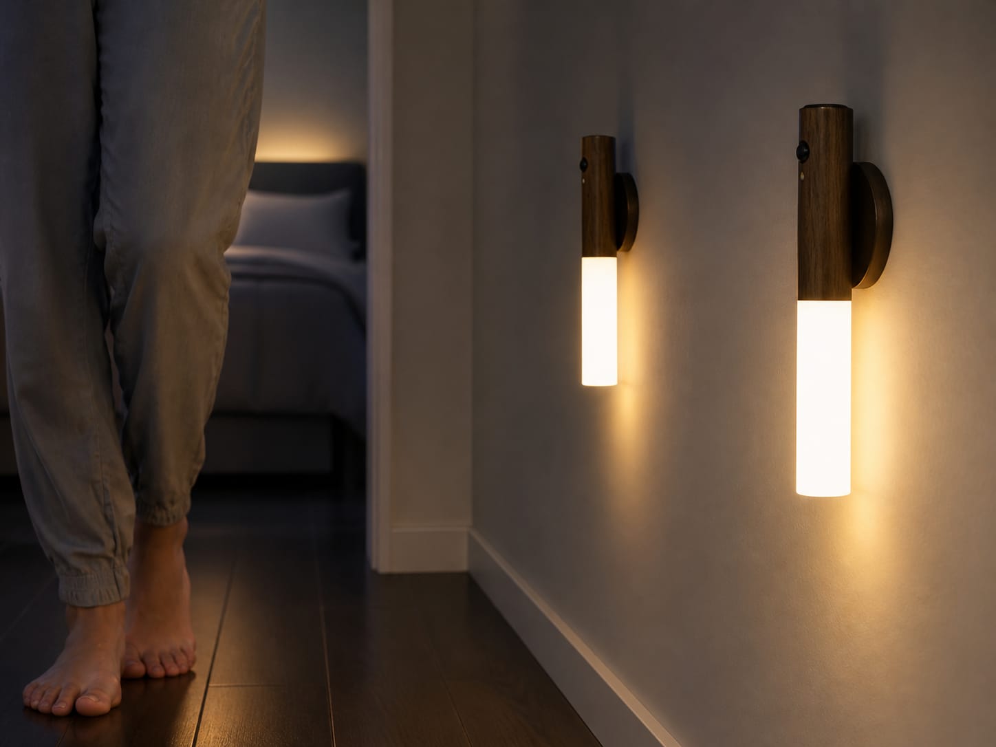 Lot de 2 Lampes LED Veilleuses avec détecteur de mouvement LumiSense – Rechargeables USB-C